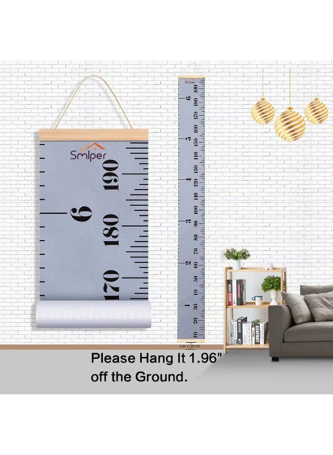 Smlper Growth Chart for Kids, Child Height Chart Ruler for Wall, Wood Frame Fabric Canvas Height Measurement Ruler for Kids Nursery Room, Removable Wall Decor 79"x7.9" - Image 5